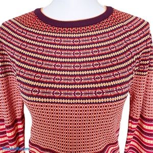 zara nordic stripe knit crew neck sleeve